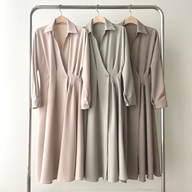 미쓰에버 봄 롱 하객 셔츠 랩 정장 원피스 결혼식 돌잔치엄마 커플 시밀러룩