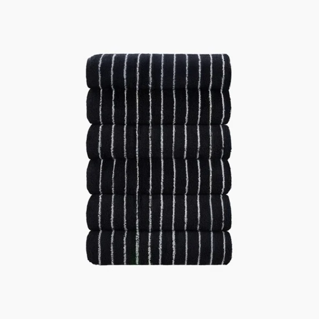 테토 6P 블랙에디션 라인 화이트 수피마 수건 230g, 스트라이프 라인 화이트