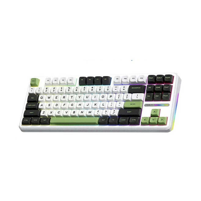 AULA 맞춤형 기계식 키보드 PBT 3핀 핫스왑 RGB 그레이 우드축, 그린, F87, 제조사축