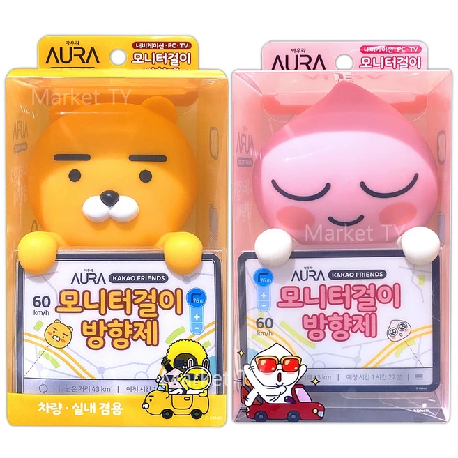 아우라 카카오프렌즈모니터걸이 방향제 어피치+라이언, 1개