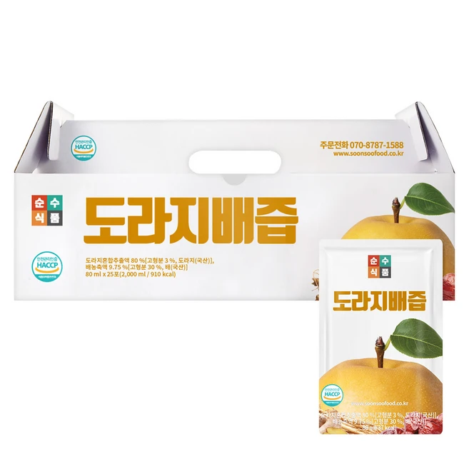 순수식품 도라지배즙, 80ml, 25개