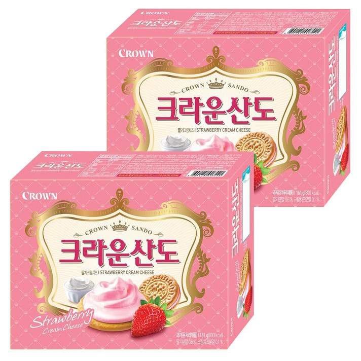 크라운 산도 딸기크림치즈 샌드, 161g, 2개
