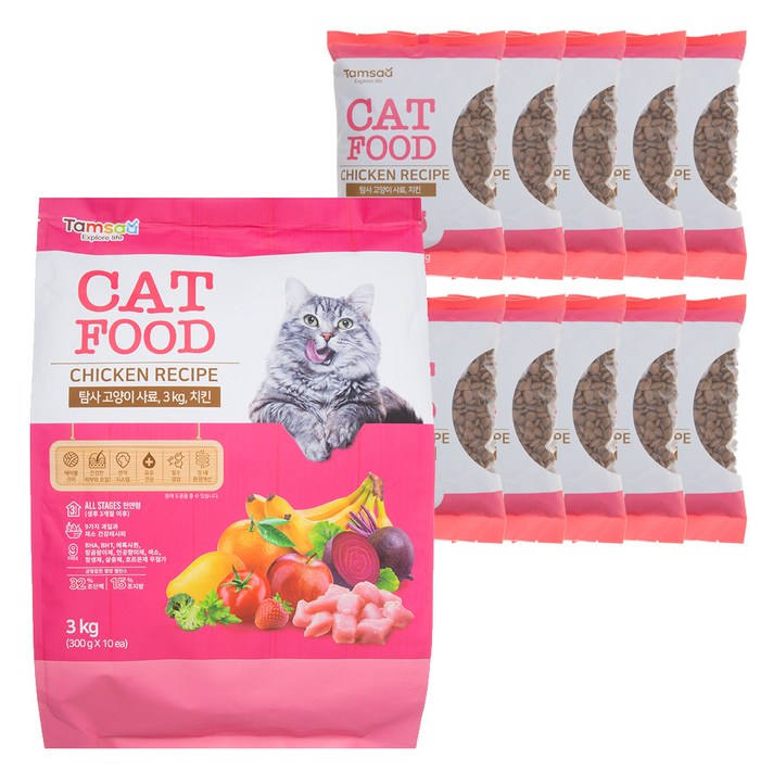 탐사 고양이 사료 치킨, 3kg, 1개