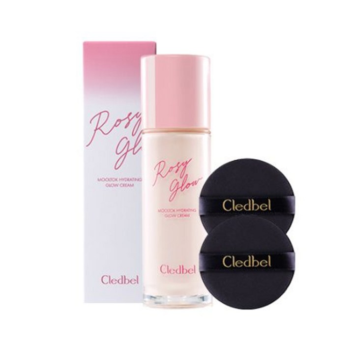 끌레드벨 로지 물톡 하이드레이팅 글로우 크림 SPF50+ PA++++ 30ml + 퍼프 2p 세트, 혼합색상, 1세트
