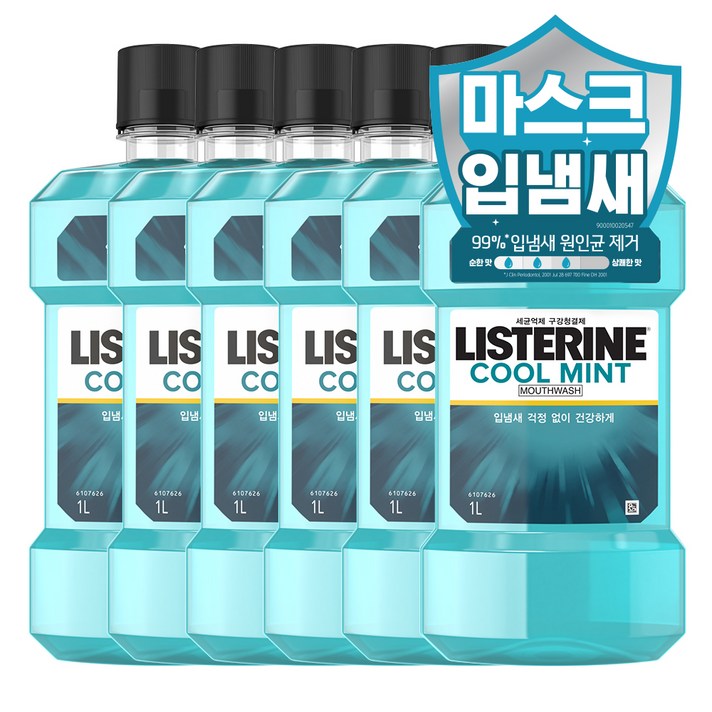 리스테린 쿨민트 구강청결제, 1L, 6개