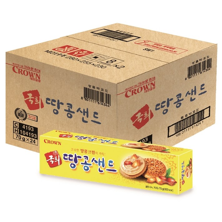 크라운 국희땅콩샌드, 70g, 24개입