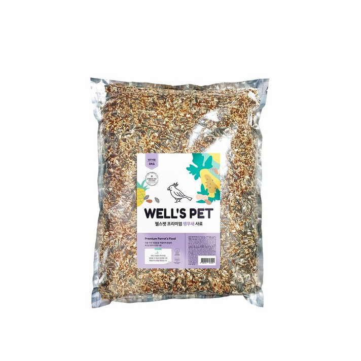 웰스펫 프리미엄 앵무새 사료, 3kg, 1개