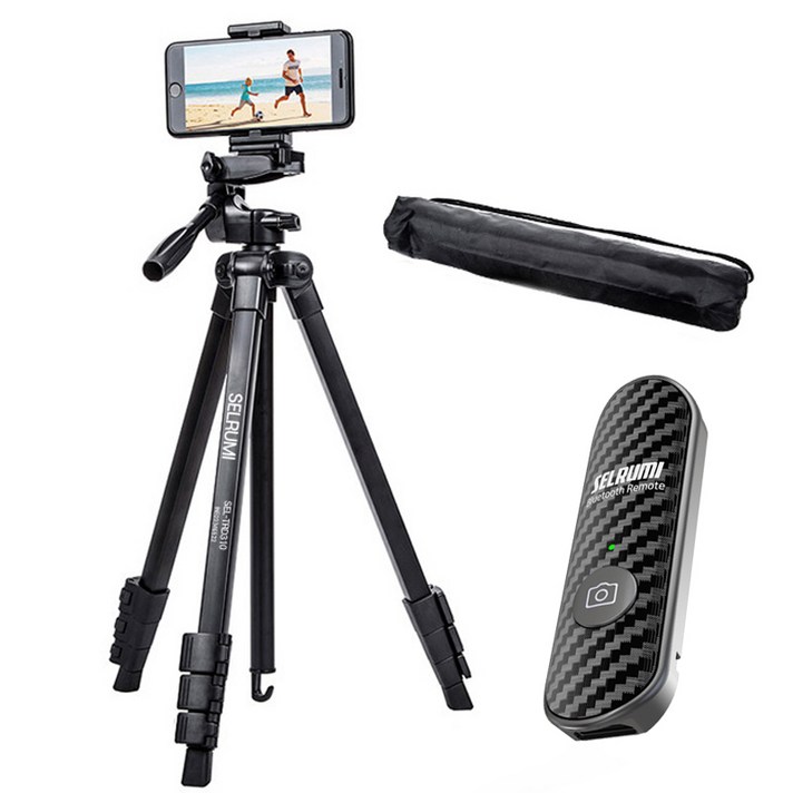 셀루미 최장 158cm 스마트폰 DSLR 삼각대 세트, SEL-TRD310(삼각대), SEL-ST200V(리모컨 블랙)
