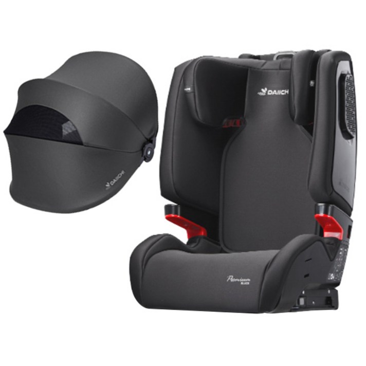 다이치 브이가드 주니어 ISOFIX 영유아 카시트 일체형 + 썬바이저, 프리미엄 블랙