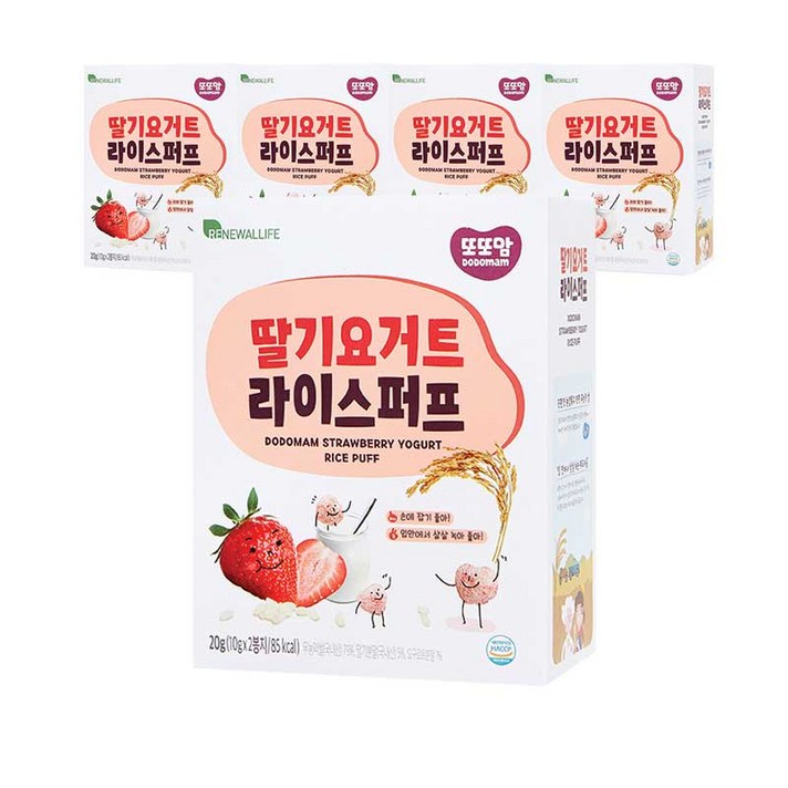 또또맘 딸기요거트 라이스 퍼프, 딸기요거트맛, 5개