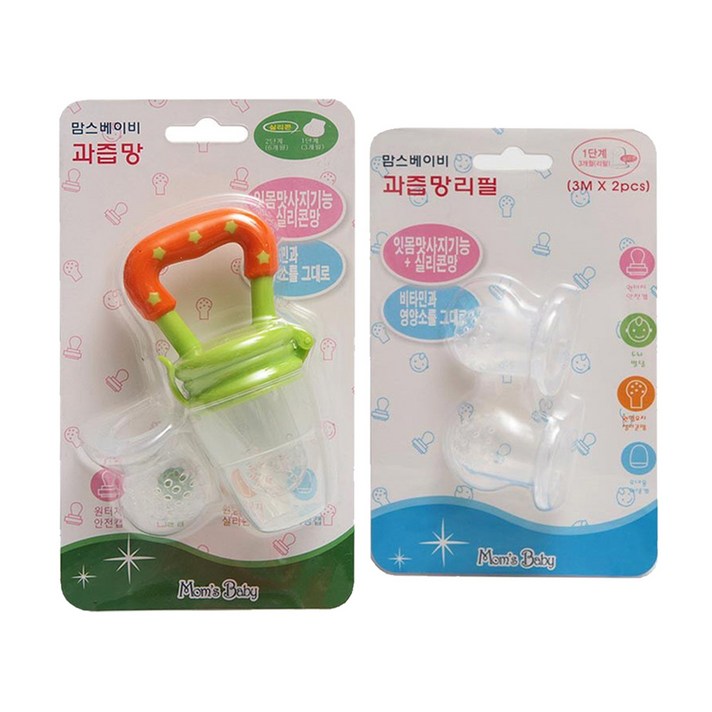 맘스베이비 과즙망 + 리필 1단계 2p 세트, 그린, 1세트