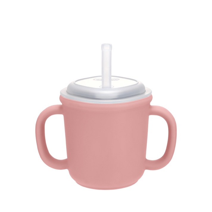 에디슨 스스로 실리콘 양손 빨대컵 200ml, 핑크, 1개