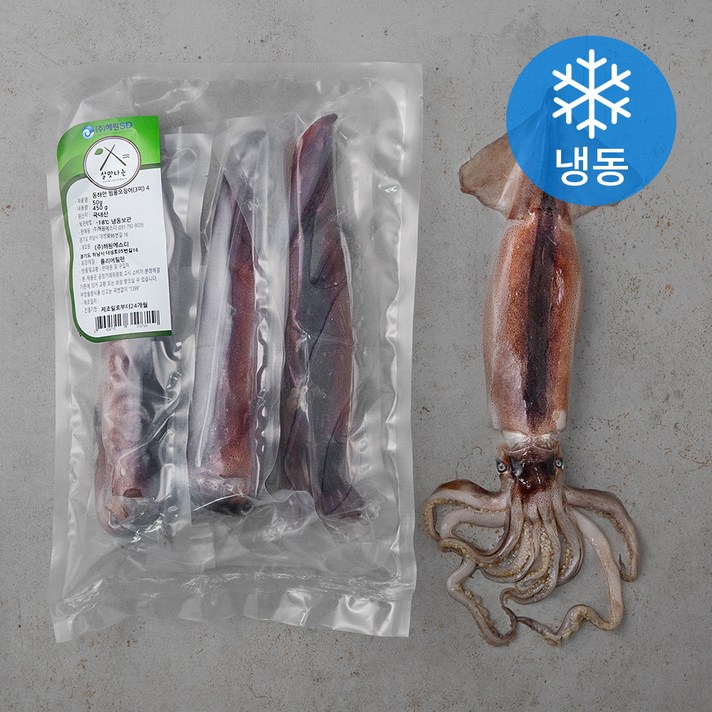 살맛나요 동해안 찜용 오징어 3미 (냉동), 450g, 1팩