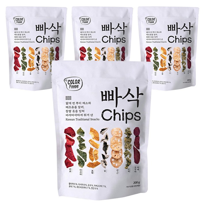 컬러푸드 빠삭칩, 200g, 4개