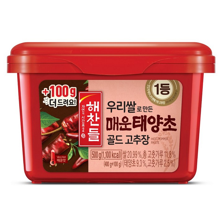 해찬들 우리쌀 매운 고추장 400g + 100g, 500g, 1개