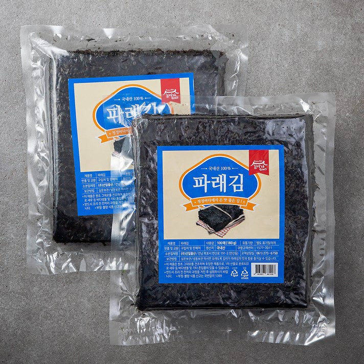 김이가 파래김 100매입, 180g, 2개