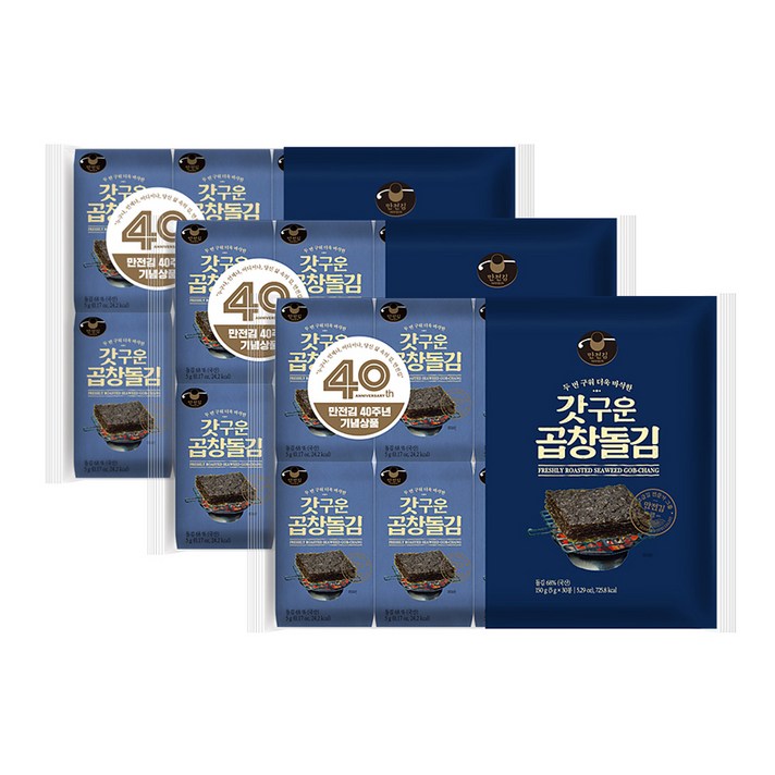 만전김 갓구운 곱창돌김 도시락김, 5g, 90봉