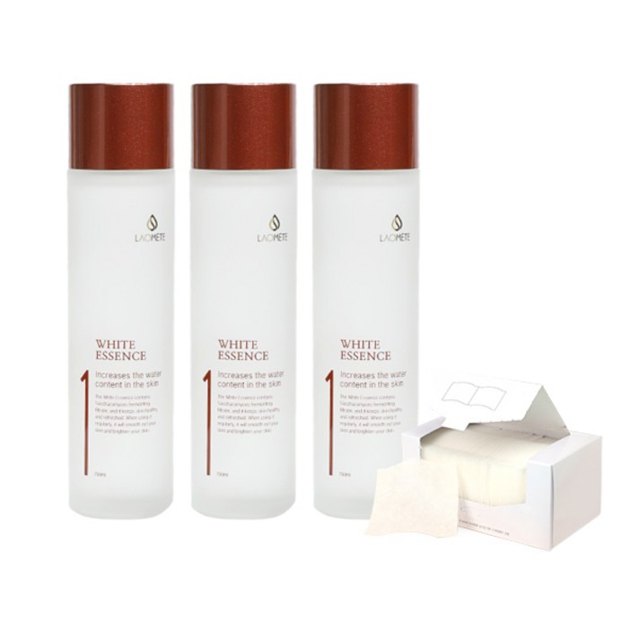 라오메뜨 화이트 에센스 150ml 3p + 화장솜 세트, 1세트
