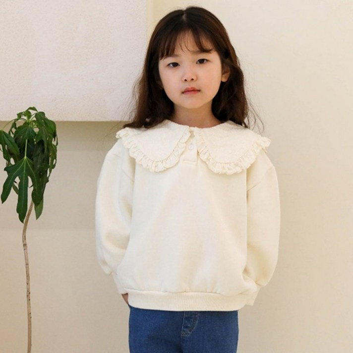 느엘 유아용 자수 셔링 기모 블라우스 맨투맨