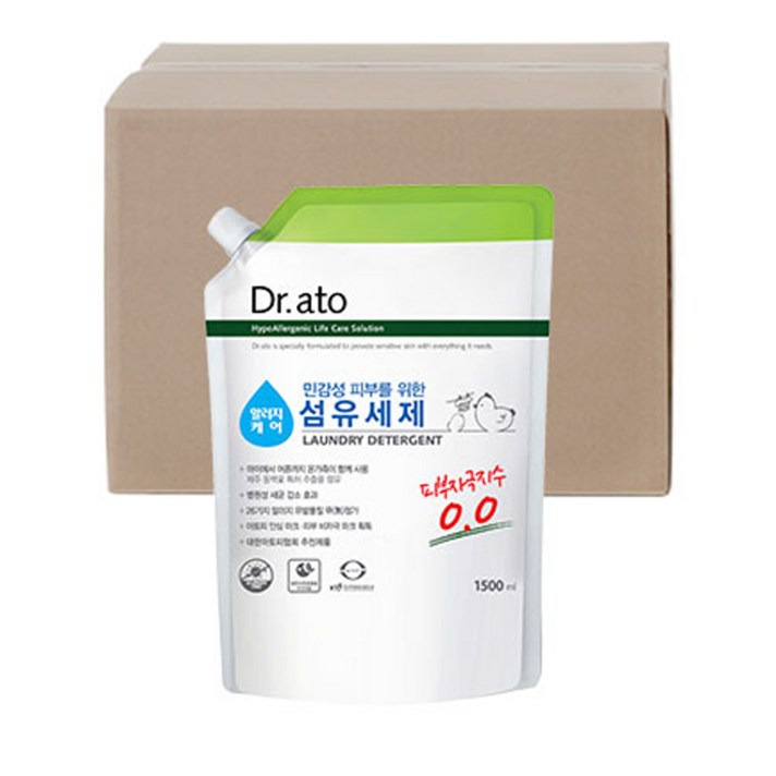 닥터아토 알러지케어 섬유세제 리필캡형, 1500ml, 8개