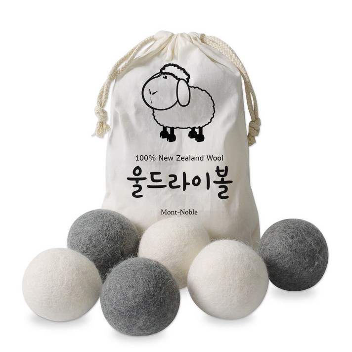 몽트노블 양모 울드라이어볼, 1개, 6개입