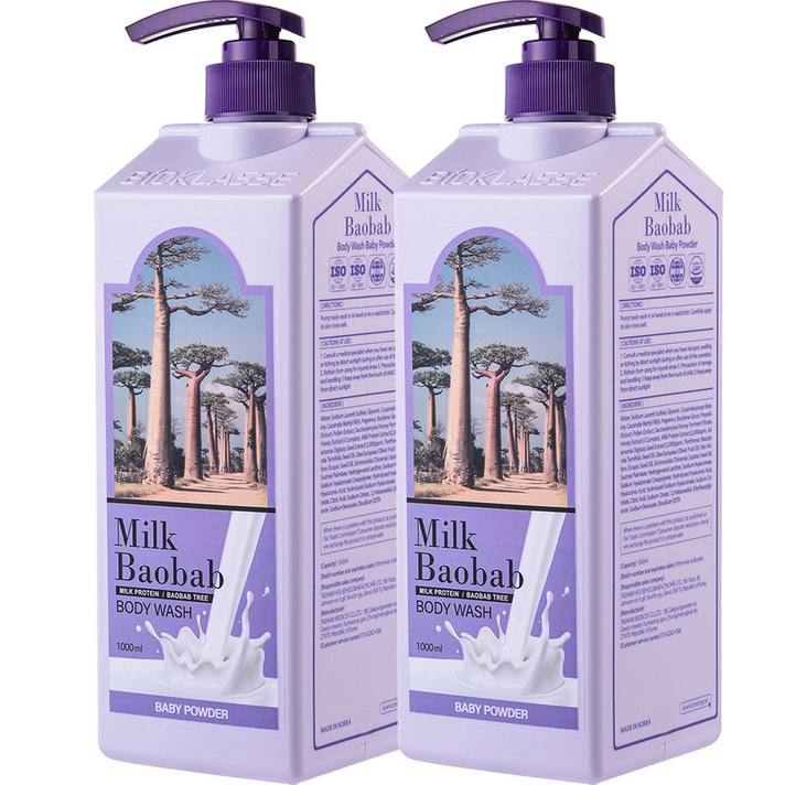 밀크바오밥 대용량 바디워시 베이비파우더향, 1000ml, 2개