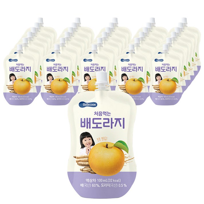 베베쿡 처음 먹는 배도라지 유아 음료, 배도라지맛, 60개입