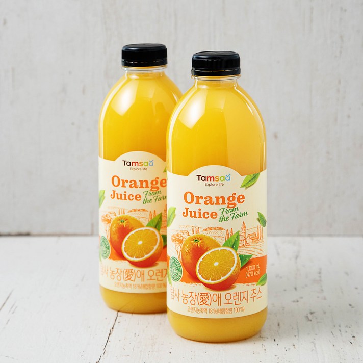 탐사 농장(愛)애 오렌지 주스, 1000ml, 2개입