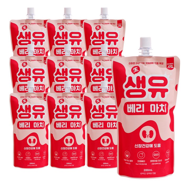 마이베프 무항생제 펫밀크 생유베리마치 신장건강 200ml, 크랜베리맛, 10개