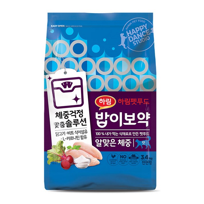 하림펫푸드 전연령 밥이보약 알맞은체중 고양이사료, 닭, 3.4kg