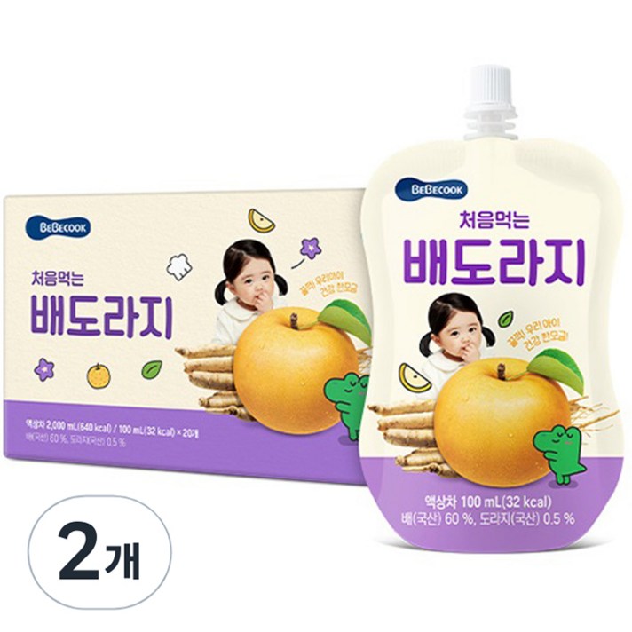베베쿡 처음 먹는 배도라지 유아 음료, 배도라지맛, 100ml, 40개