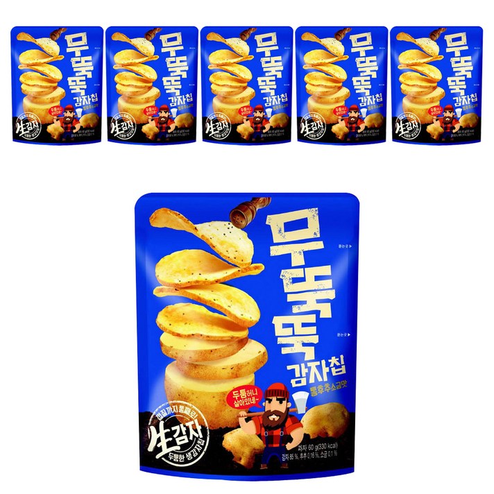 무뚝뚝감자칩 통후추 소금맛 과자, 60g, 6개