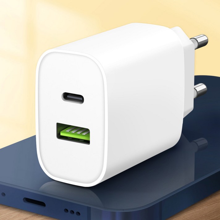홈플래닛 PD20W 2포트 (type-C usb-A) 고속충전기 (애플 아이폰 12 13 14 호환), 화이트, 1개
