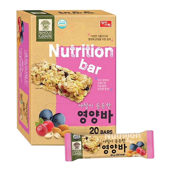 엄마사랑 아침이 든든한 시리얼 영양바, 25g, 20개입
