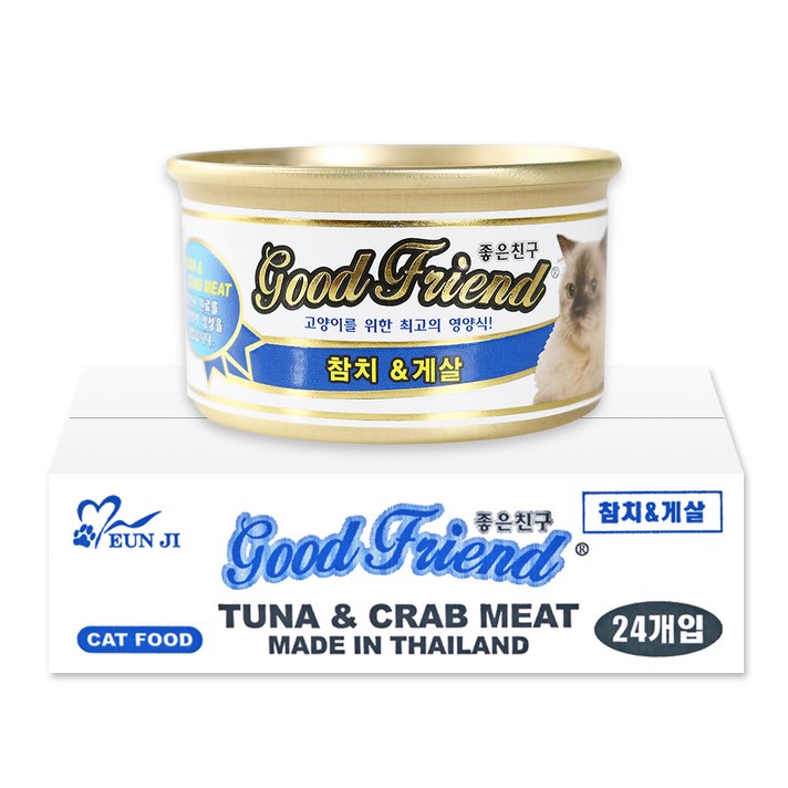굿프랜드 고양이 캔 85 g 생선, 참치 + 게살 혼합맛, 24개입