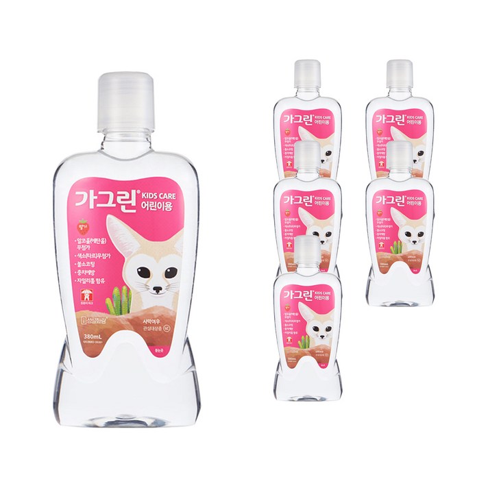 가그린 어린이용 구강세정제 딸기향 이미지 랜덤발송, 380ml, 6개