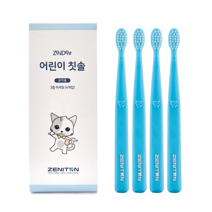 제니튼 제니덴트 어린이칫솔 4p, 블루, 1개