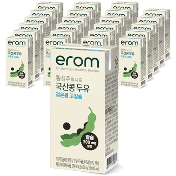 이롬 황성주 국산콩 검은콩 고칼슘 두유, 190ml, 24개