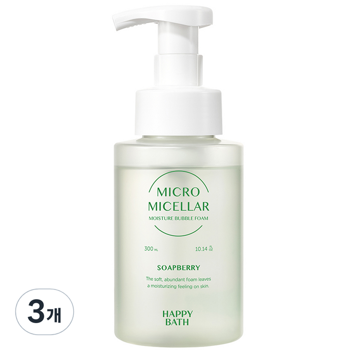 해피바스 마이크로미셀라 솝베리 모이스춰 버블 클렌징 폼, 3개, 300ml