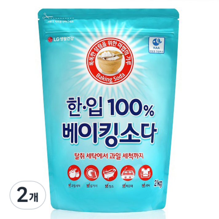 한입 100% 베이킹소다, 2개, 2kg