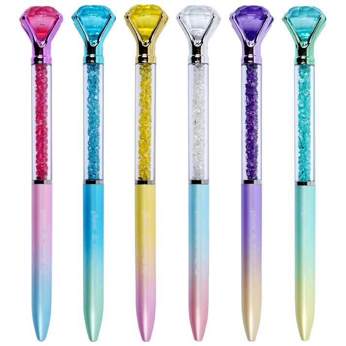 뭉구 소프트 보석 볼펜 6종 세트, PINK, MINT, YELLOW, WHITE, PURPLE, BLUE, 1세트