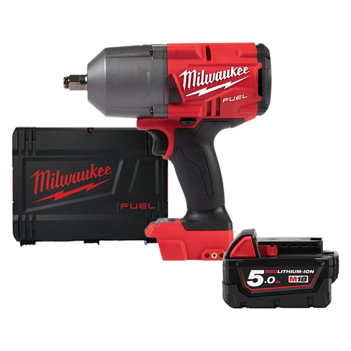 밀워키 18V FUEL 하이토크 임팩트 렌치2 1.3cm 베어툴 M18 FHIWF12(M18 FHIWF12-0X) + 5.0Ah 배터리 M18 B5, 1세트