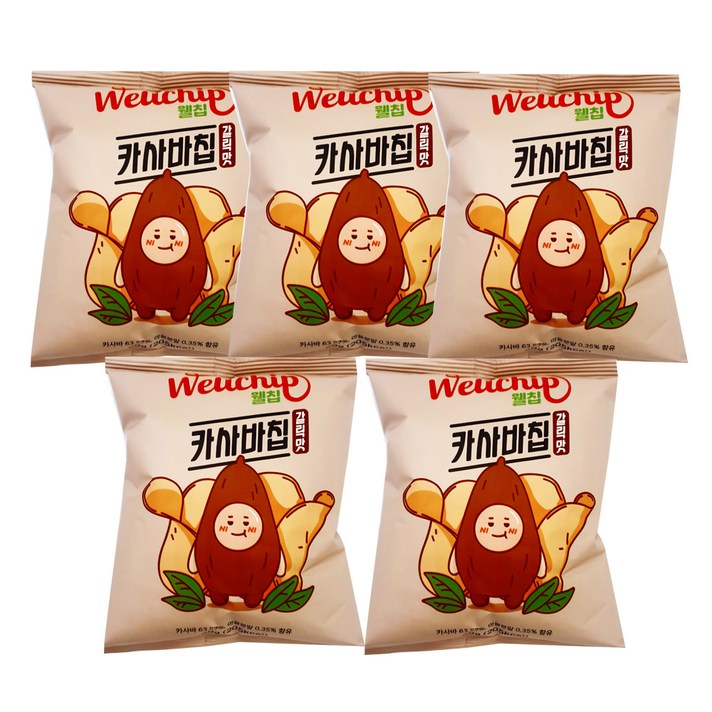 웰칩 카사바칩 갈릭맛 스낵, 40G, 5PIECE