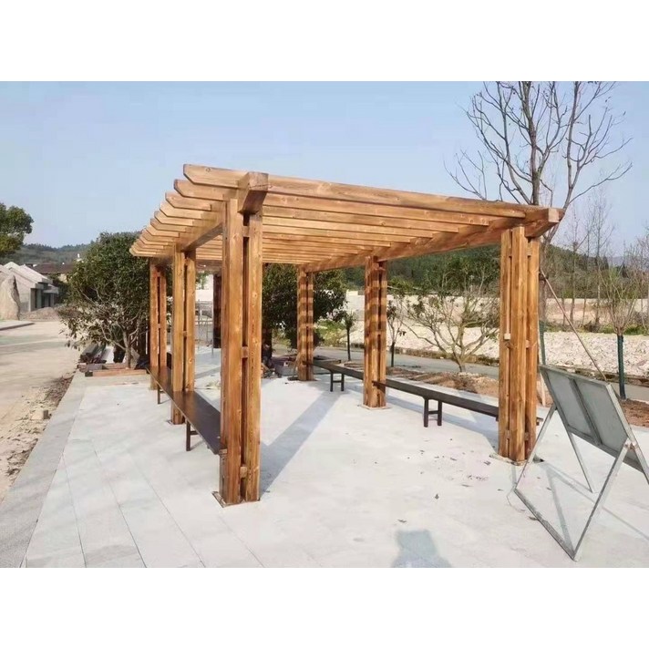 조립식 원두막 바베큐장 야외 테라스 꾸미기 바비큐장 사각 정자 파고라 파라고 제작 옥상 테라스 루프탑 전원주택 펜션 소나무 통나무 이케아 165, 포도 프레임 사각형은 무료 배송없이 사용자 정의