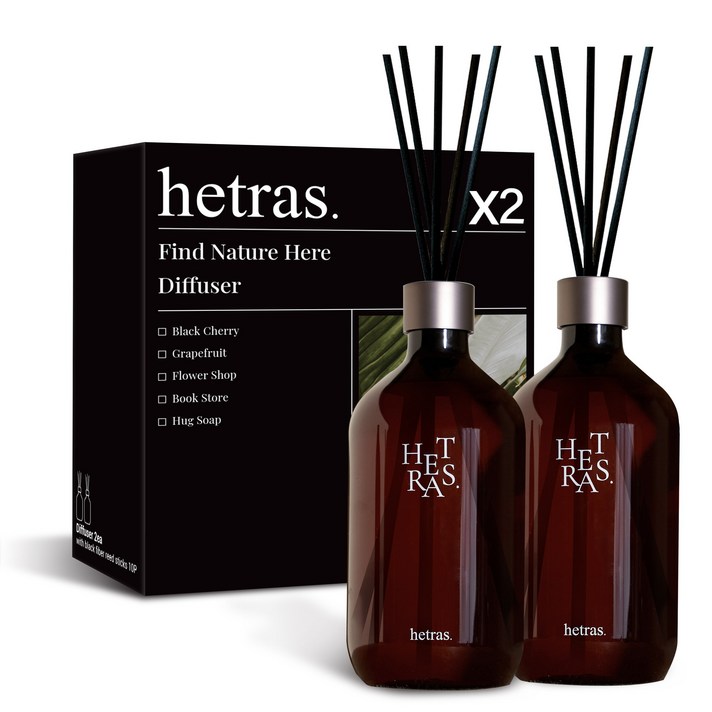 헤트라스 프리미엄 대용량 디퓨저 500ml 2개 선물세트, 플라워샵향