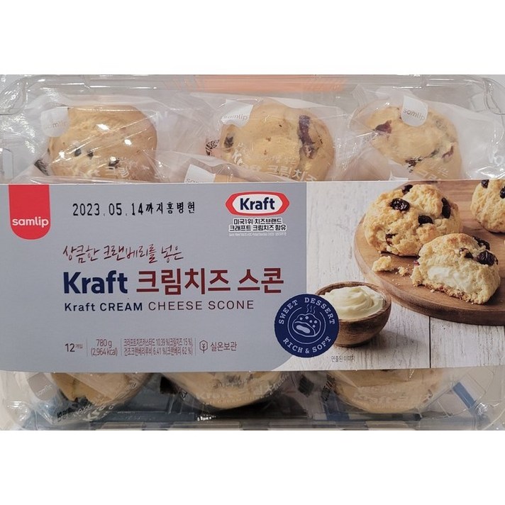 삼립 KRAFT 크림치즈스콘 65g * 24개 / 디저트 / 간식 / 코스트코 추천템, 1개, 780g