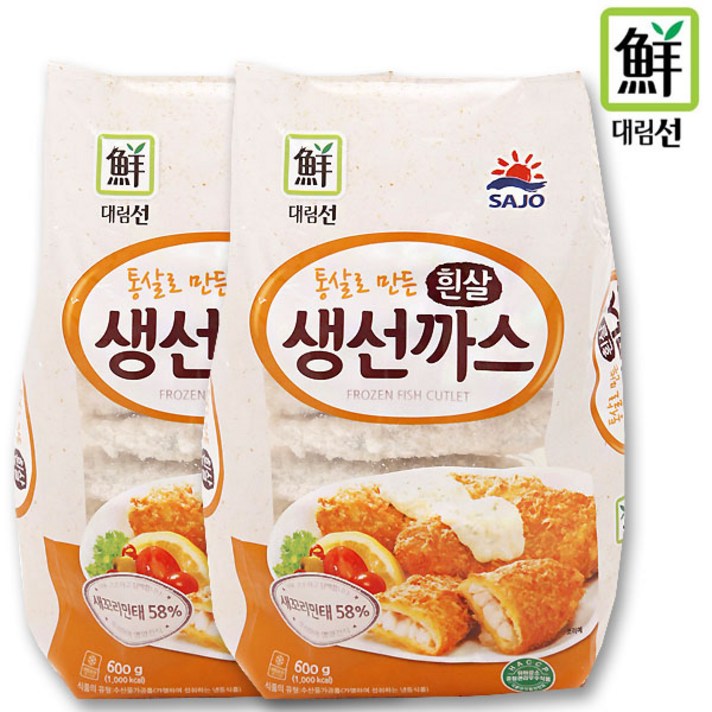 대림선 사조 흰살 생선까스 600g 2개, 단품