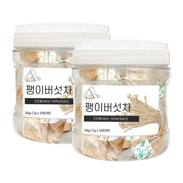권뱅푸드 국내산 무농약 건조 팽이버섯차 티백 50개입, 50g, 2개