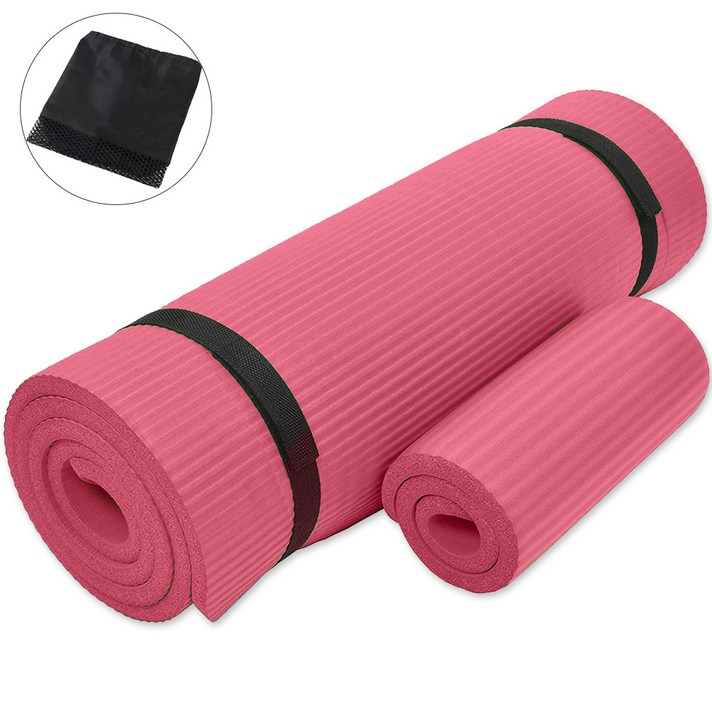 kcwen NBR 요가매트 10mm+무릎 보호패드10mm+요가매트가방, 핑크