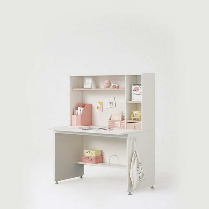 한샘 티오 그로우 일반책상세트 4단 120x75cm (컬러 택1), 화이트/그린(B)